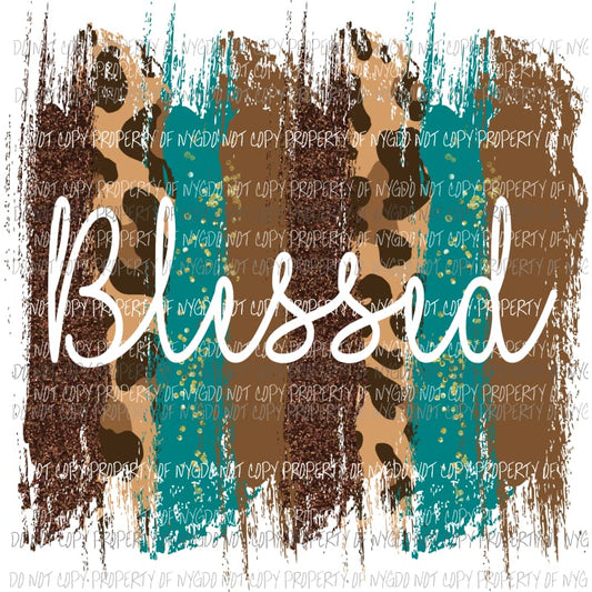 Blessed Paint pallet Brown and Turquoise Sublimation transfers Heat Transfer