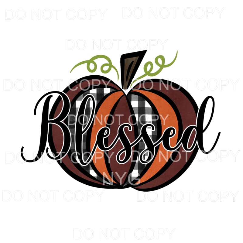 Blessed Pumpkin Burgundy Orange Black Plaid #1455 