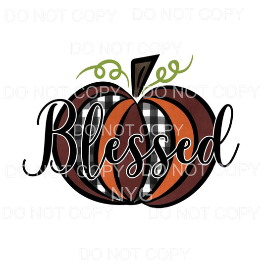 Blessed Pumpkin Burgundy Orange Black Plaid #1455 