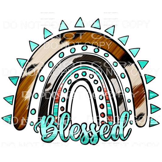Blessed Rainbow Cowhide Aztec Turquoise #2123 Sublimation 