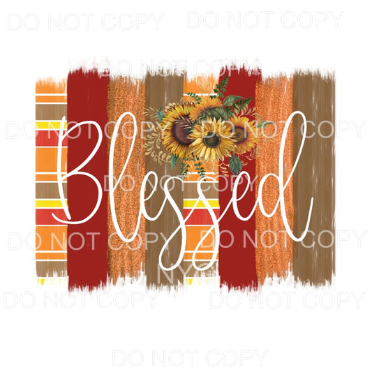Blessed Sunflowers Stripes Fall Colors Brush Strokes #1456 