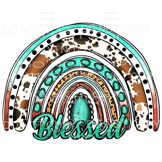 Blessed Western Rainbow Cowhide Turquoise Gemstones Leopard 