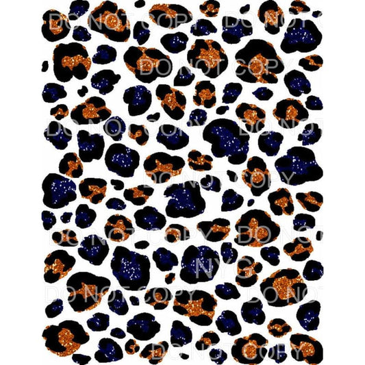 Blue Orange Glitter Leopard Sheet Sublimation transfers - 