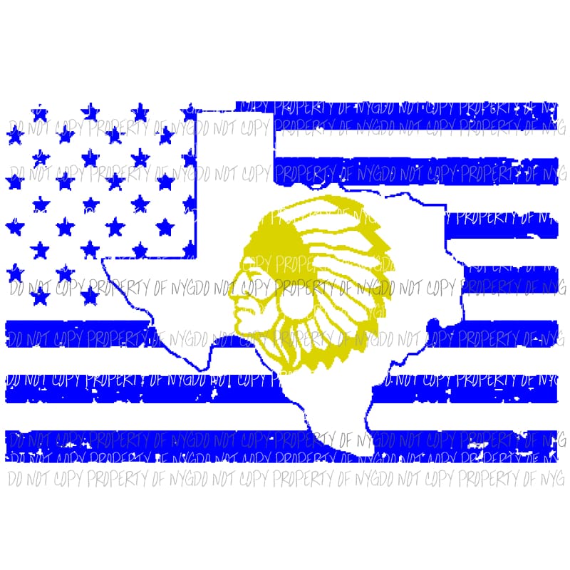 Blue Texas flag Indians Sublimation transfers Heat Transfer