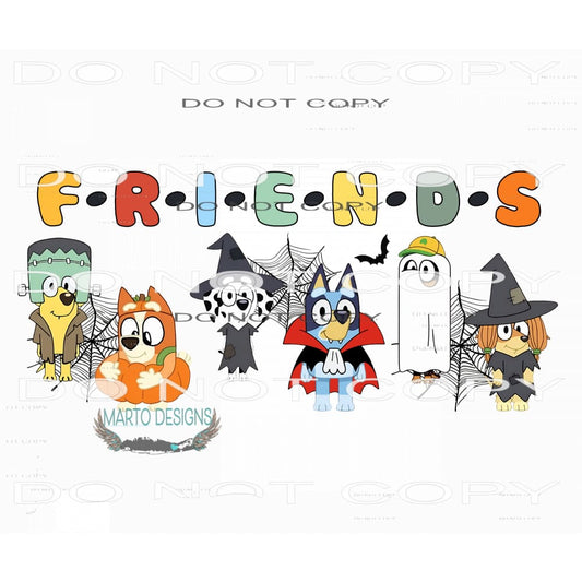 Bluey Halloween Friends #7611 Sublimation transfers - Heat