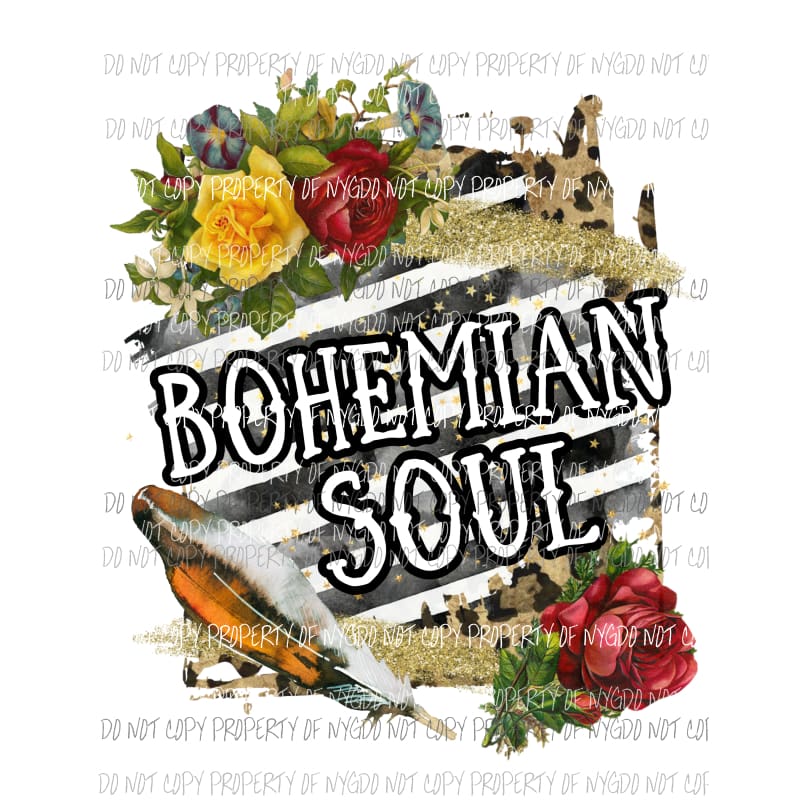 Bohemian Soul black stripes flowers Sublimation transfers Heat Transfer
