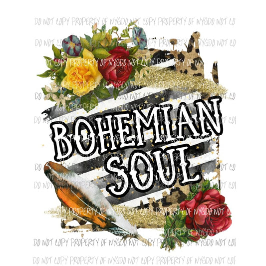 Bohemian Soul black stripes flowers Sublimation transfers Heat Transfer