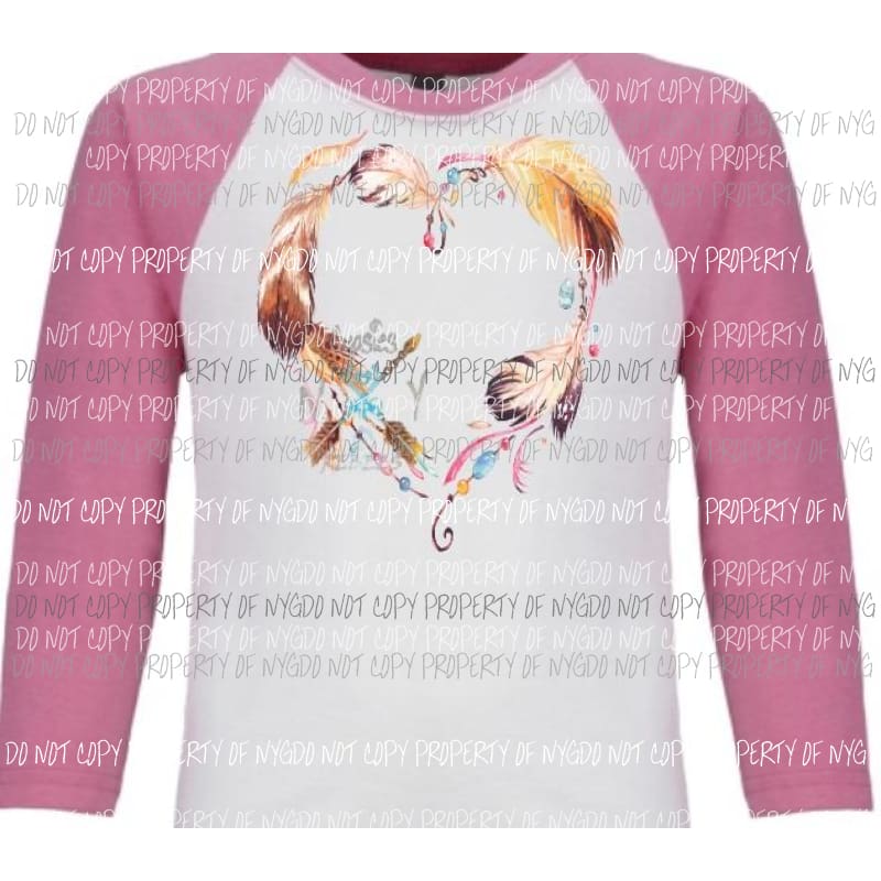 BOHO Feather Heart sublimation transfer Heat Transfer