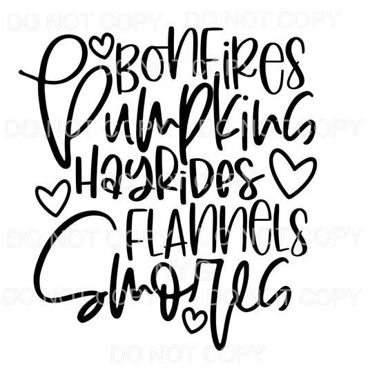 Bonfires Pumpkins Hayrides Flannels Smores Fall Things #894 