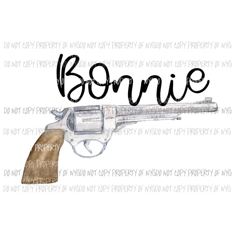 Bonnie pistol watercolor Sublimation transfers Heat Transfer