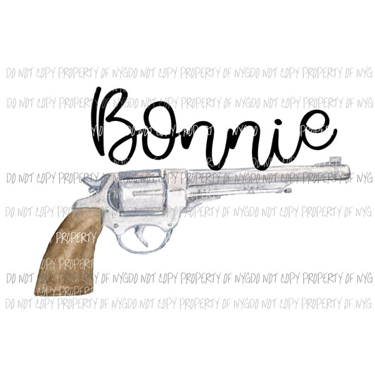 Bonnie pistol watercolor Sublimation transfers Heat Transfer