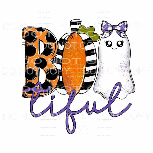 Bootiful Ghost Purple Orange Black Polka Dots Pumpkin 