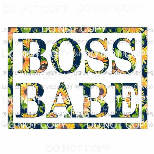 Boss Babe #1 sunflower floral Sublimation transfers Heat Transfer