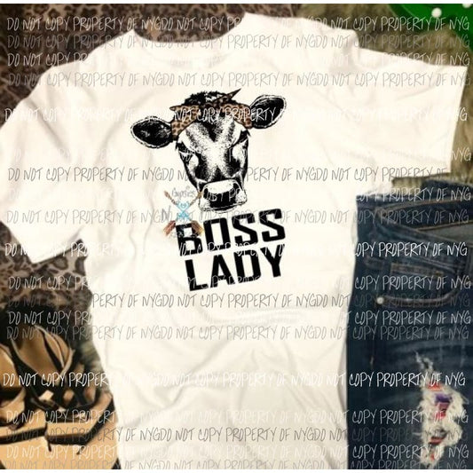 Boss Lady cow sublimation transfer Heat Transfer