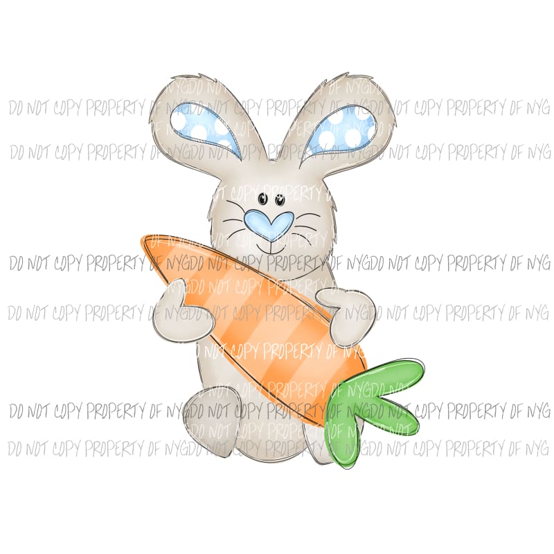 Boy Bunny holding a carrot Sublimation transfers Heat Transfer