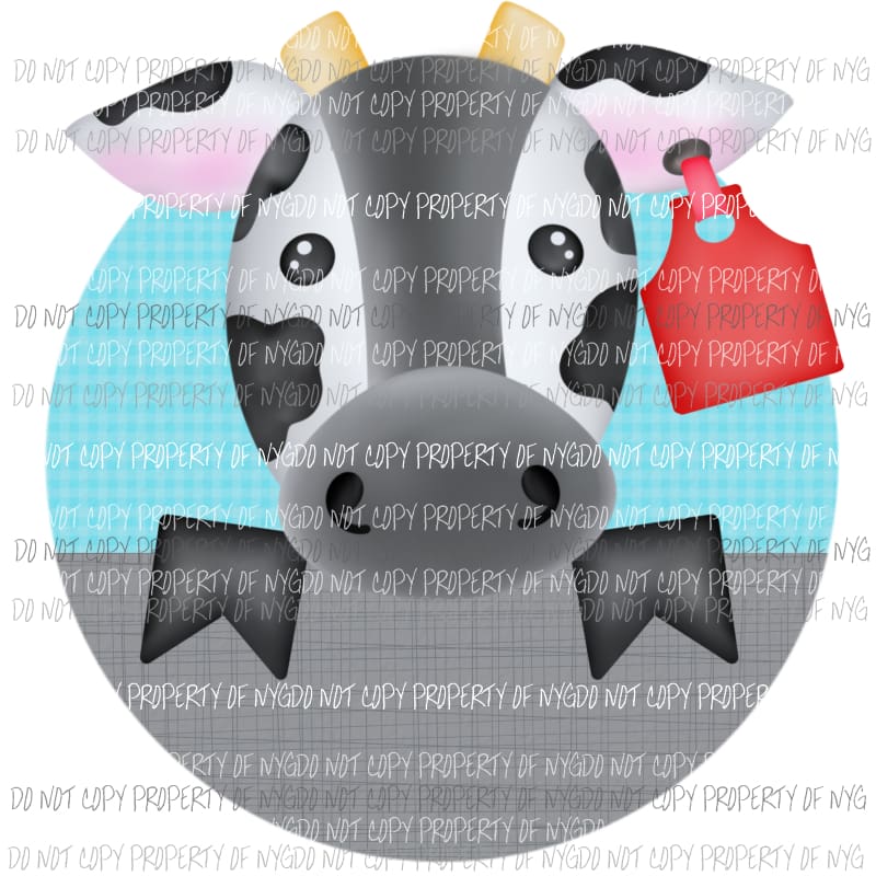 Boy Cow Split Circle red ear tag Sublimation transfers Heat Transfer