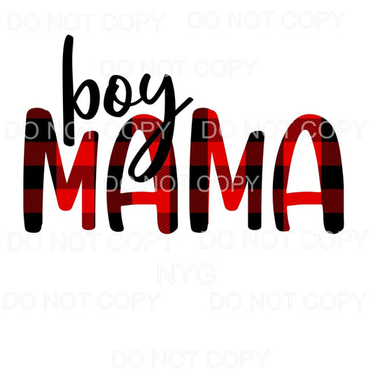 Boy Mama Red Black Plaid Sublimation transfers - Heat 