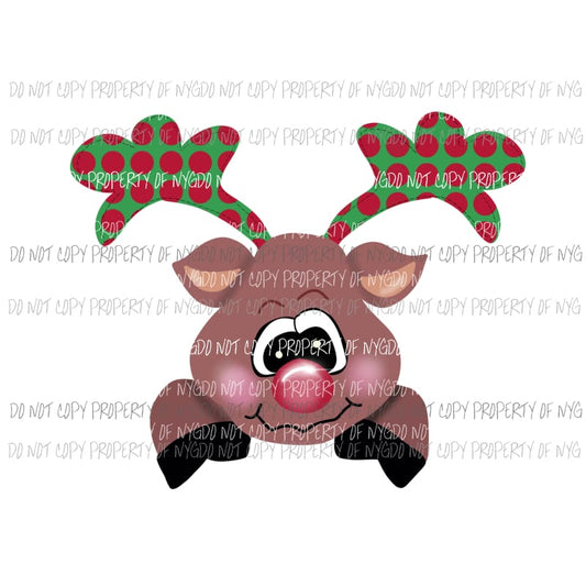 Boy Reindeer red green polka dot antlers Sublimation transfers Heat Transfer