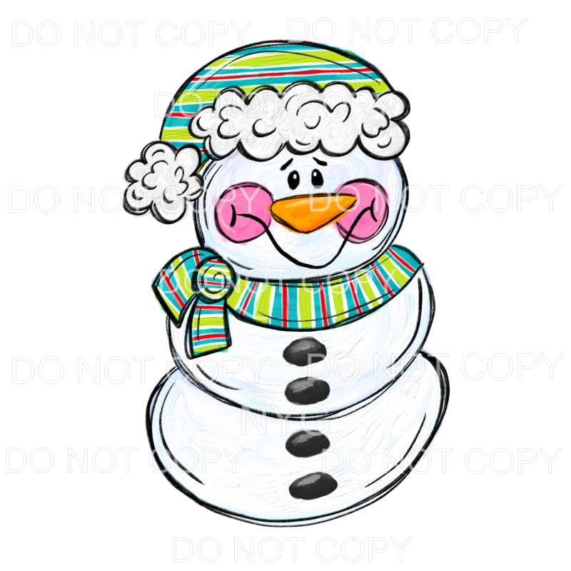 Boy Snowman Multi Color Striped Scarf Hat #1569 Sublimation 