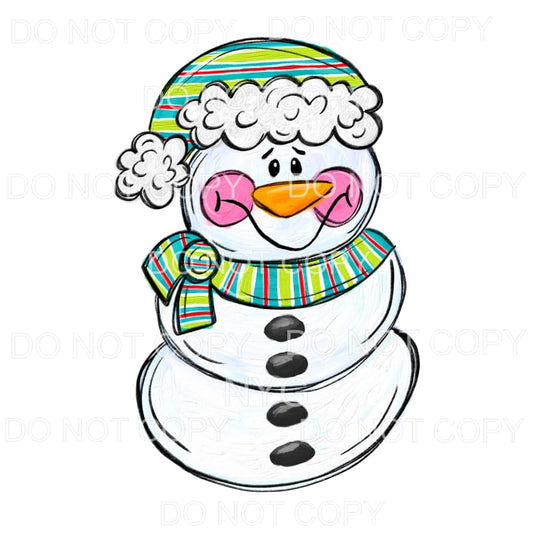 Boy Snowman Multi Color Striped Scarf Hat #1569 Sublimation 