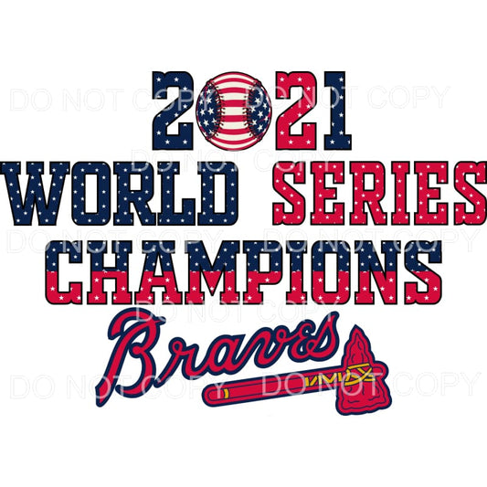 Braves 2021 World Series Champions Red Blue White Stars 