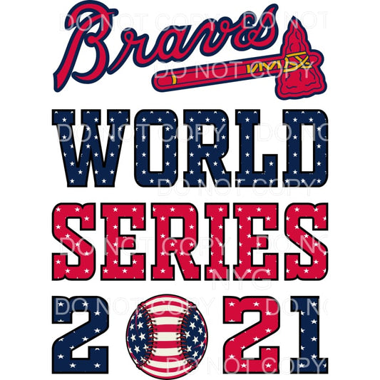Braves 2021 World Series Champions Red Blue White Stars 