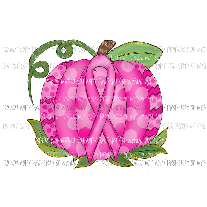 Breast Cancer Awareness Pumpkin pink ribbon Sublimation transfers Heat Transfer