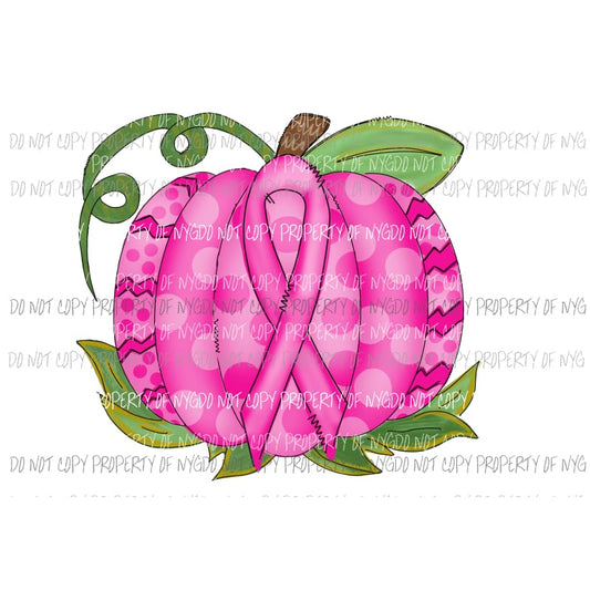 Breast Cancer Awareness Pumpkin pink ribbon Sublimation transfers Heat Transfer