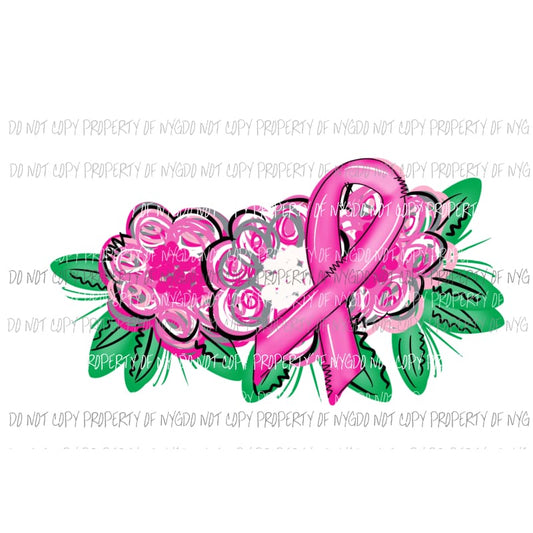 Breast Cancer Awareness ribbon pink flowers # 1 Sublimation transfers Heat Transfer