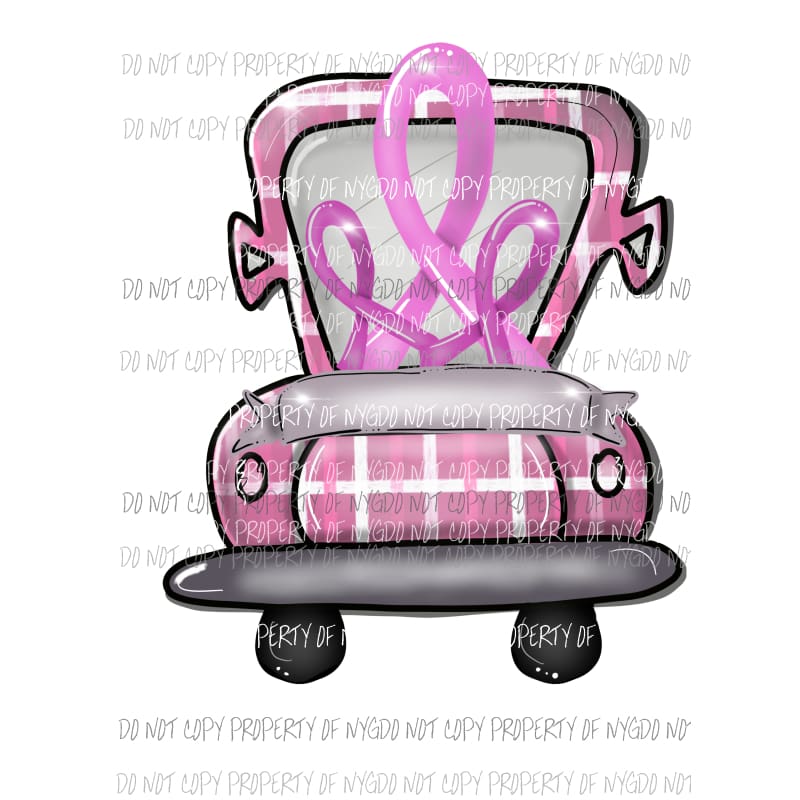 Breast Cancer awareness truck pink ribbon trio Sublimation transfers Heat Transfer