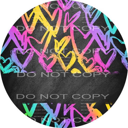 Bright Color Hearts Black Stripe Circle Valentines Day #2609