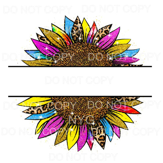 Bright Colorful Leopard Split Sunflower Sublimation 