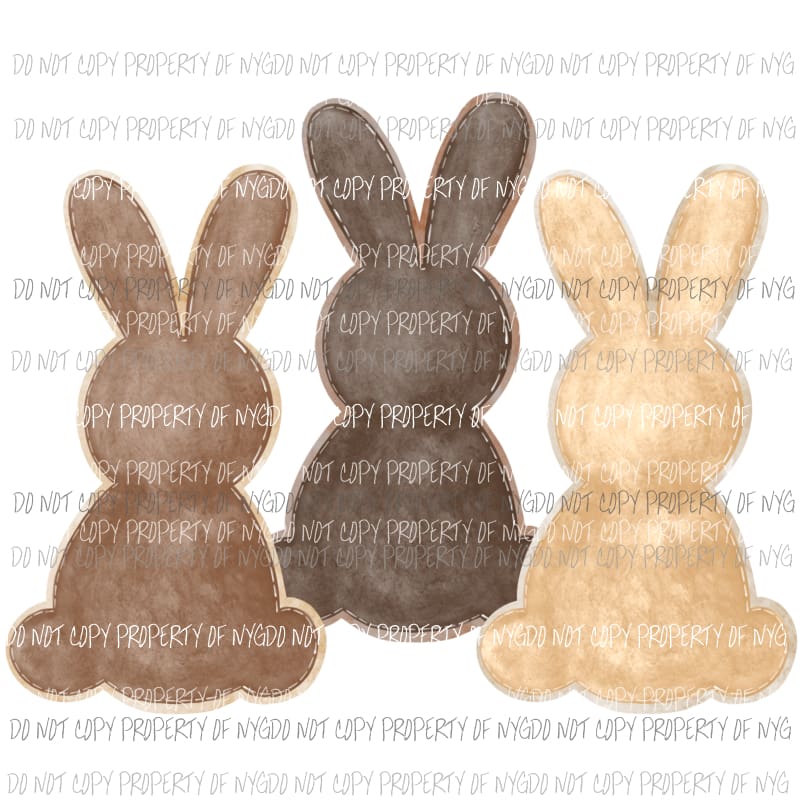 Brown Bunnies trio watercolor Sublimation transfers Heat Transfer