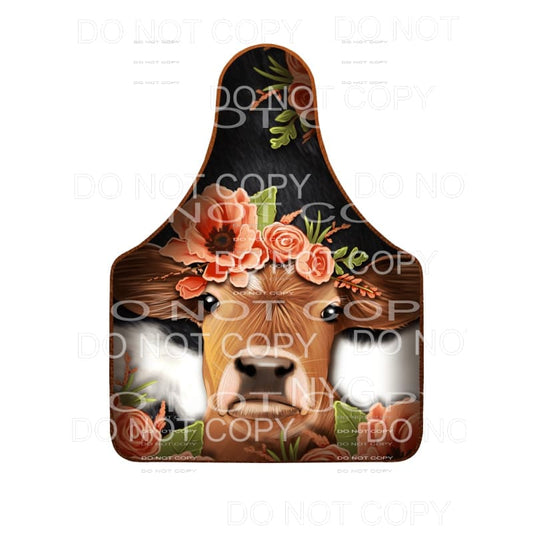 Brown Cow Florwers Cow Tag #2182 Sublimation transfers - 