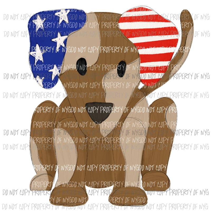 Brown Dog flag ears Sublimation transfers Heat Transfer