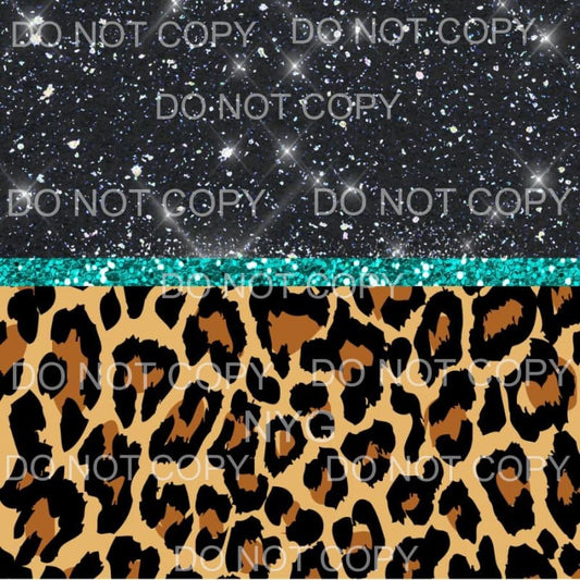 Brown Leopard Black Galaxy Turquoise Sheet Sublimation 