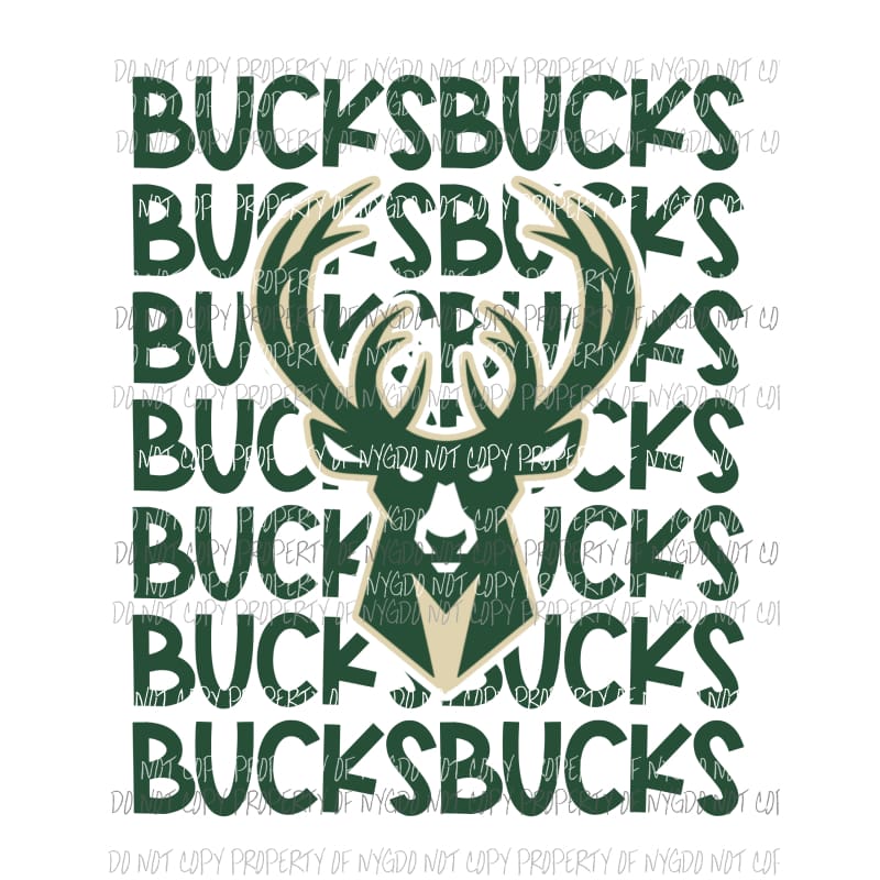 Bucks stacked words deer Sublimation transfers Heat Transfer