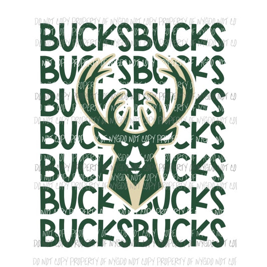 Bucks stacked words deer Sublimation transfers Heat Transfer