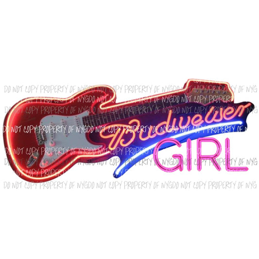 Budweiser Girl Neon Sublimation transfers Heat Transfer