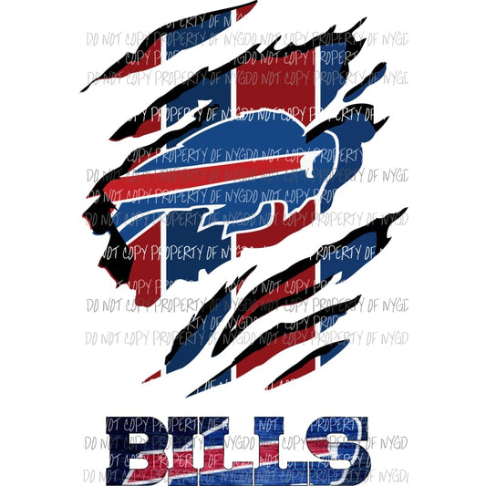 Buffalo Bills ripped design Sublimation transfers Heat Transfer