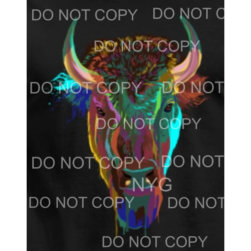 Buffalo Bright Neon Colors Black Background Sublimation 
