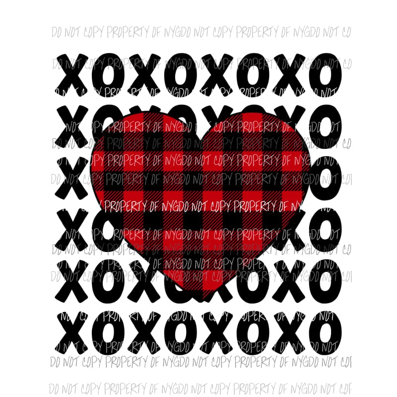 Buffalo plaid heart xoxo Sublimation transfers Heat Transfer