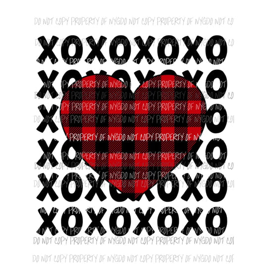 Buffalo plaid heart xoxo Sublimation transfers Heat Transfer