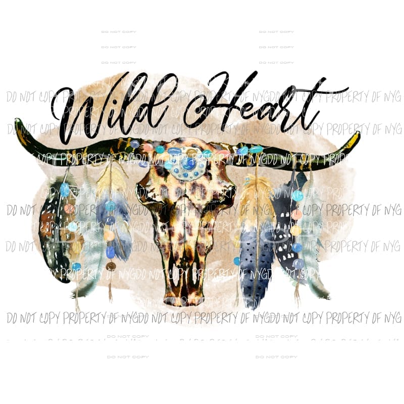 bull skull # 16 wild heart Sublimation transfers Heat Transfer