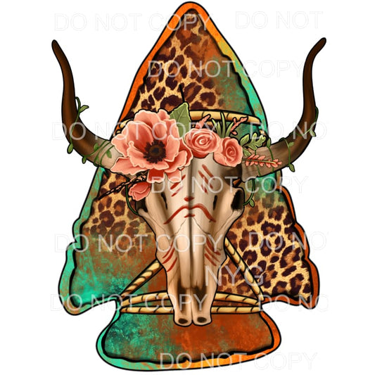 Bull Skull Arrowhead Flowers Leopard Rope #1999 Sublimation 