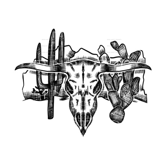 bull skull cactus #4078 Sublimation transfers - Heat 