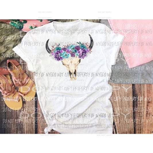 Bull skull purple and teal 330 sublimation transfers Heat Transfer