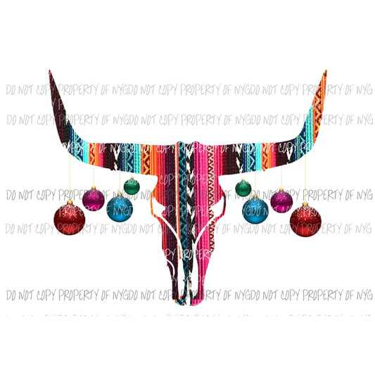 Bull skull with Christmas 5 Sublimation transfers Heat Transfer