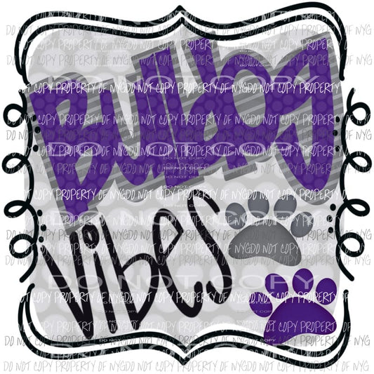 Bulldog Vibes purple grey paw prints Sublimation transfers Heat Transfer