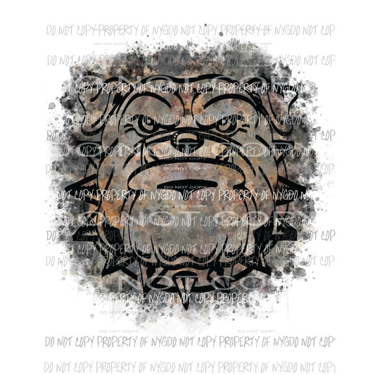 Bulldog watercolor splattered grey black Sublimation transfers Heat Transfer